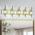 Modern Crystal Bathroom Vanity Lights Fixtures Over Mirror Gold Vintage 5-Lights 36 Inch Bathroom Light Fixtures Glass Crystal Vanity Lights