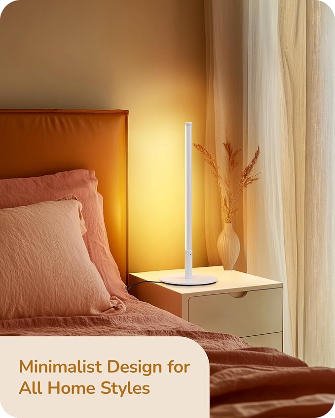 EDISHINE Upgraded LED Table Lamp Set of 2, 16.9" Dimmable Modern Bedside Lamps with Metal Finish & 3 CCT, Minimalist Desk Lamps, White Nightstand Lamp for Bedroom, Living Room, Corner