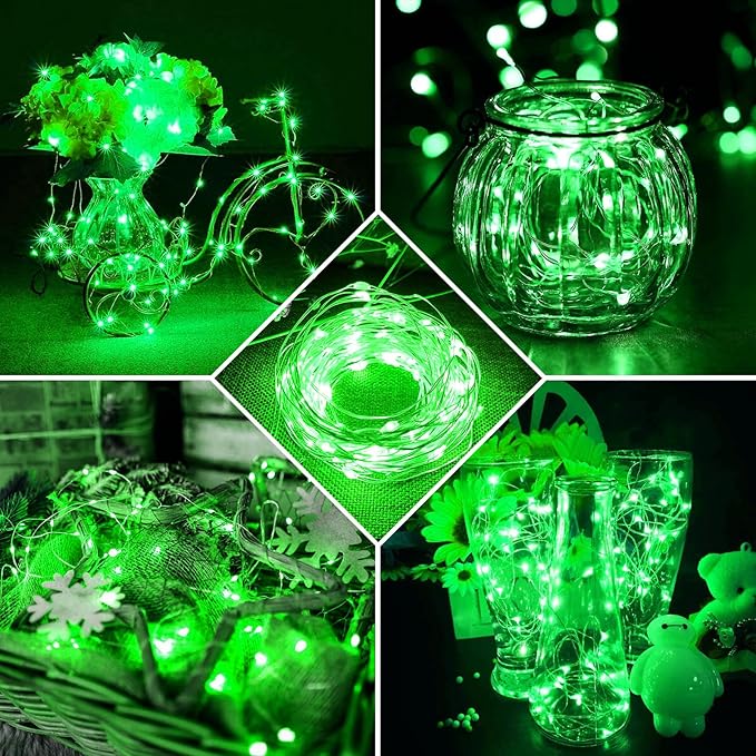 8 Pack Green Fairy Lights 7Ft 20 LED Twinkle String Lights 3 Modes Battery Operated Waterproof Firefly Starry for Mason Jar Party Wedding Christmas Valentines Day Table Centerpieces