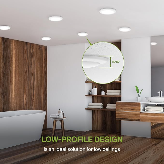 ASD 6 Pack LED Disk Lights 6 Inch, 15W 5CCT 2700K-5000K 1245LM CRI90+, Dimmable Flush Mount Ceiling Light Fixture, Low Profile Surface Mount Disc Lights, Junction Box or Recessed Can Install, ETL