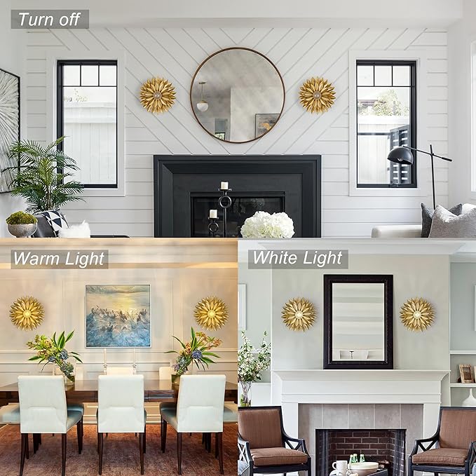 TOCHIC Modern Wall Sconce Set of 2, Gold Leaf Wall Mounted Light Fixture Dimmable, Indoor Wall Lamp Lighting for Bedroom, Living Room, Bathroom Vanity, Hallway, Stairway 11.02"