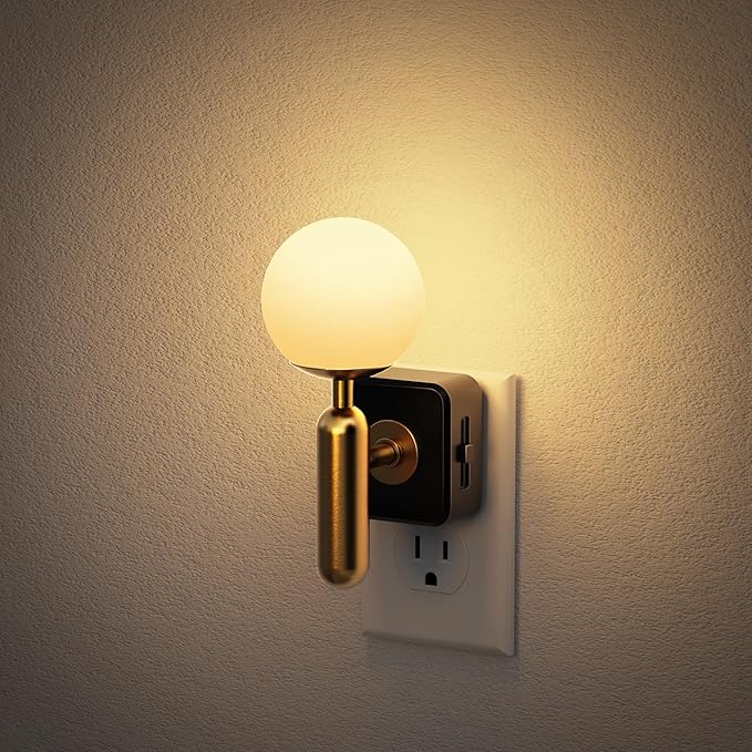 JandCase Night Light Plug in, Night Lights Plug into Wall, 3000K Soft Light LED NightLights, 0-100LM Dimmable Night Light, Built in Dusk to Dawn Sensor for Hallway Bedroom Stairway