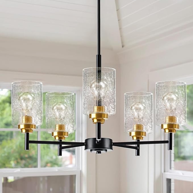 GO&SO 6 Pack Crack Finish Cylinder Glass Lamp Shade, 5.5" Height, 3.94" Diameter, 1.65" Fitter, Clear Lamp Shades Replacement for Industrial Pendant Light/Bathroom Vanity Lamp/Wall Sconce/Chandelier