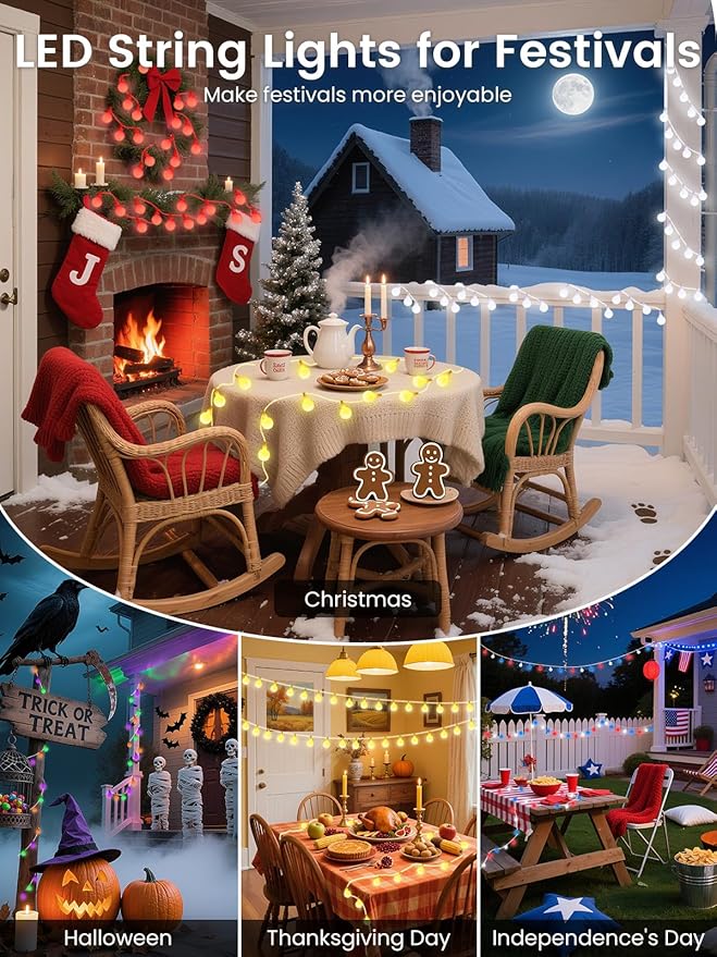 2026 New 46ft Smart Color Changing Pink Valentine Lights Indoor | 100 LED RGB Globe String Lights App Control with Remote & Timer | Fairy Light Plug in Waterproof Valentines Day Decor Girl's Bedroom