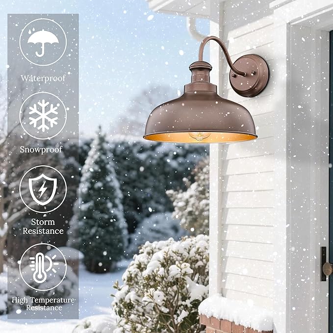 Outdoor Farmhouse Barn Light, Outside Wall Sconce, Weather Resistant Anti-Rust Farmhouse Exterior Wall Light, Outdoor Lantern Lamp for Porch, Garage, Patio, Entryway(Oil-Rubbed Bronze, 6 Pack)