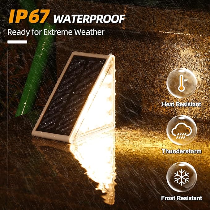 NIORSUN Solar Step Lights for Outside,8 Pack RGB Solid Color Changing Solar Stair Lights Outdoor Waterproof IP67 Auto On Off,Solar Lights for Steps,Stair,Patio,Yard,Porch,Front Door,Deck Decor