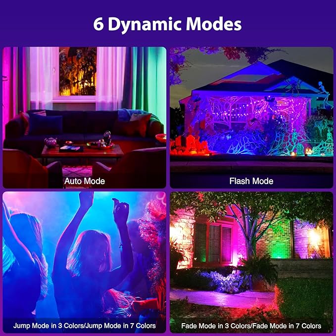 50W LED Flood Light Outdoor, 2700K Warm White RGB Flood Lights with Remote, DIY Color Changing Outdoor Lights, IP66 Waterproof Uplights for Events, Uplighting for Christmas, LED Stage Lights 2 Pack