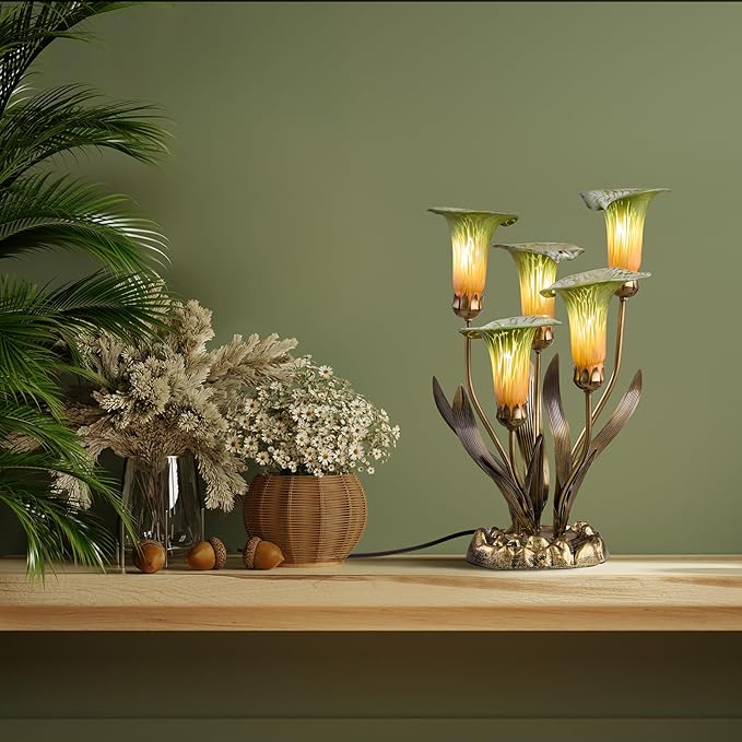 RIVER OF GOODS 20" H Hand Blown Glass 5 Calla Lily Uplight Accent Lamp