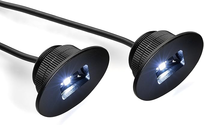 Set of 2 Bright White Marine LED Stern Lights for Bass, Lake, River, Boating, Kayak, Ocean, Sailing, Fishing, Pontoon. Flush Bolt-Style housing fits 1 inch Hole