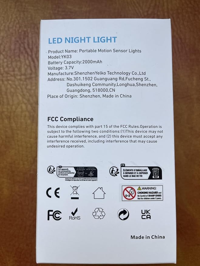 YELKO Motion Sensor Night Light, 2000mAh Rechargeable Night Lights Battery Powered, Portable Dimmable Nightlights with 5 Brightness Levels for Kids,Adults(Cool White 2Pack)