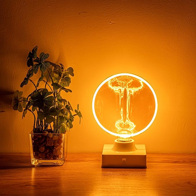 Decorative Light Bulb Unique Globe Bulb 40 Watt Equivalent, Dimmable Spiral Filament Large E26 Vintage Edison LED Light Bulb 4W 1800K Amber Glass