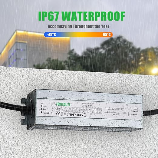 Wide Input 100~265V AC to DC 12V 150W Output IP67 Waterproof Constant Low Voltage LED Power Supply Transformer Driver with Preparation Input Plug for Outdoor Indoor LED Lights