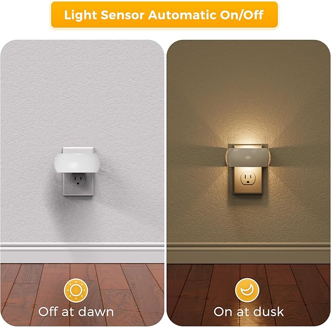 L LOHAS LED Night Light, Backlit Night Lights Plug into Wall 2Pack, Auto Dusk to Dawn Sensor, 0-100LM Dimmable Night Light, LED Plug in Sleep Nightlight for Kids, Bathroom, Bedroom, Hallway, Stairs