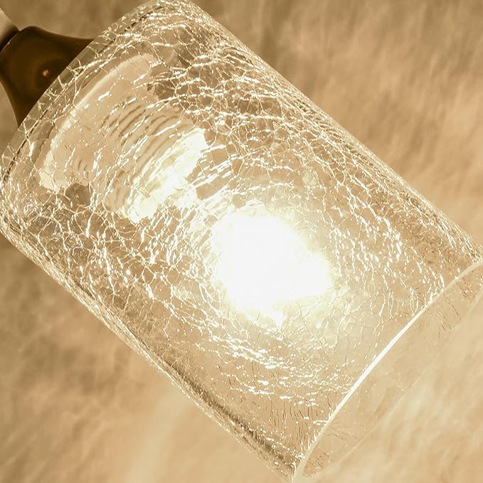 GO&SO 6 Pack Crack Finish Cylinder Glass Lamp Shade, 5.5" Height, 3.94" Diameter, 1.65" Fitter, Clear Lamp Shades Replacement for Industrial Pendant Light/Bathroom Vanity Lamp/Wall Sconce/Chandelier