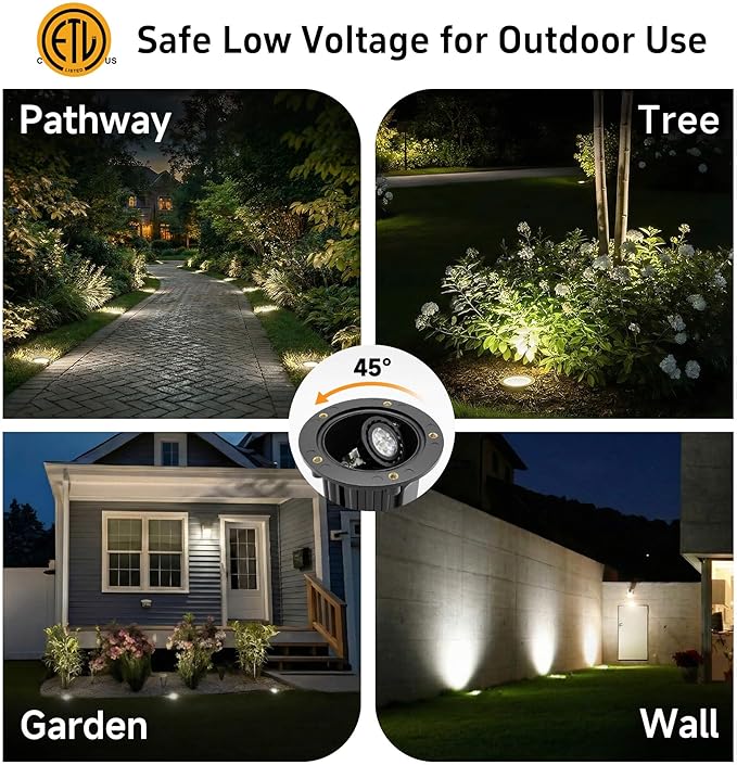 Gardenreet LED Well Lights Outdoor - Brass All Weather Inground Outdoor Lighting, Low Voltage 12V LED Electric Fixture, Antique Bronze for Tree Pathway Backyard with 4000K Neutral White MR16 Bulb