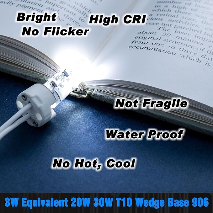 T10 Wedge Base 906 LED Marine Boat Light Bulb AC/DC 12V-24V 6000K Cool White Replacement All-Round Mast Masthead Anchor Stern Navigation Lights for Kayak Sailboat Pontoon Boat, 4 Pack