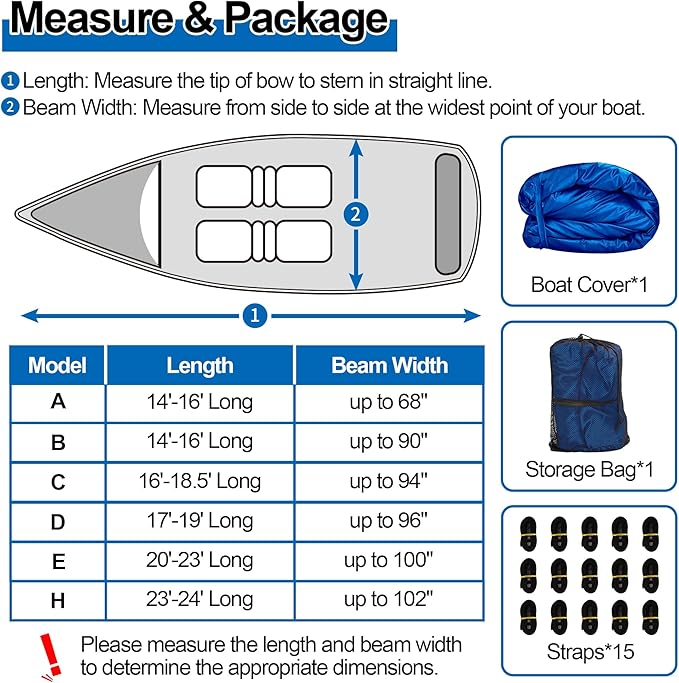 iCOVER Trailerable Boat Cover- 23'-24' Heavy Duty Waterproof Tarp Covers with Storage Bag, Fits V-Hull, Fish&Ski, Pro-Style, Fishing, Runabout, Bass Boats, up to 23ft-24ft Long and 102" Wide