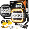 Auxbeam 5Inch LED Offroad Lights, 270° Ultra-Wide Ditch Lights Side Shooter Driving Pods with W/A DRL+Turn Signal Light, 174W XP-Ultra Series Spot Flood Combo Cube Fog Light with Yellow/Black Cover