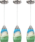 3pack Mini Pendant Lights Kitchen Island Hand Blown Art Glass Hanging Ceiling Pendant Light Over Kitchen Sink Glass Pendant Light Shade for Coffee Bar,Dining Room,Stairs Multi Color