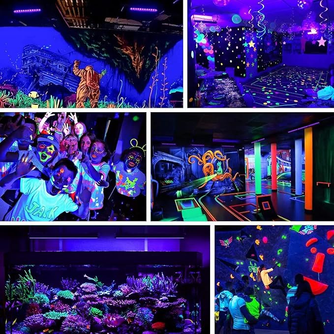 200W 2 Pack LED Black Light, Halloween Outdoor Blacklight Flood With Plug and Switch, IP66 Waterproof for Glow in The Dark, Party, Body Paint, Florescent, Aquarium