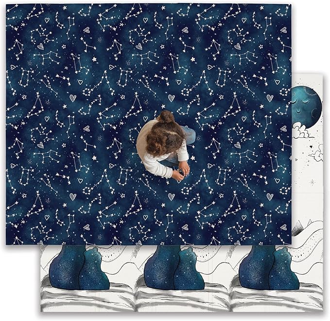 JumpOff Jo Baby Play Mat - Large Folding Foam Play Mat for Infants, Babies, Toddlers, Waterproof, Double-Sided (70" x 59")