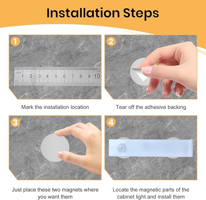 24 Pack Under Cabinet Light Metal Adhesive Strips for Magnetic LED Lights, Replacement Iron Plates Sticky Mounting Brackets for Closet Kitchen Wardrobe Counter Lighting Holders (Not Magnetic)