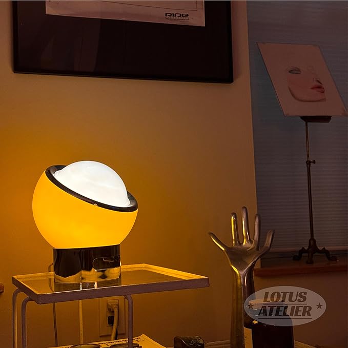 Lotus Atelier Bauhaus Lamp | Warm Retro Orange Lamp for Room Aesthetic Modern Lighting for Bedroom | Mid Century Modern | Cool Retro Living Room Decor & Bedroom Decor