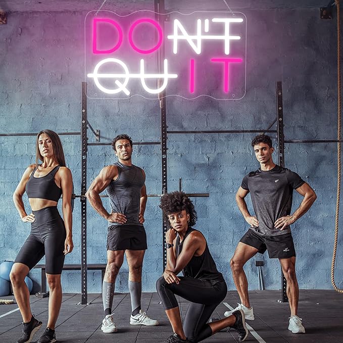 Don't Quit Neon Wall Sign, DO IT Led Neon Lights Party Decorations, Adjustable USB Powered with Plug Neon Signs for Office Room, Gym Room, Man Cave, Gamer Room Decor (Pink&White)