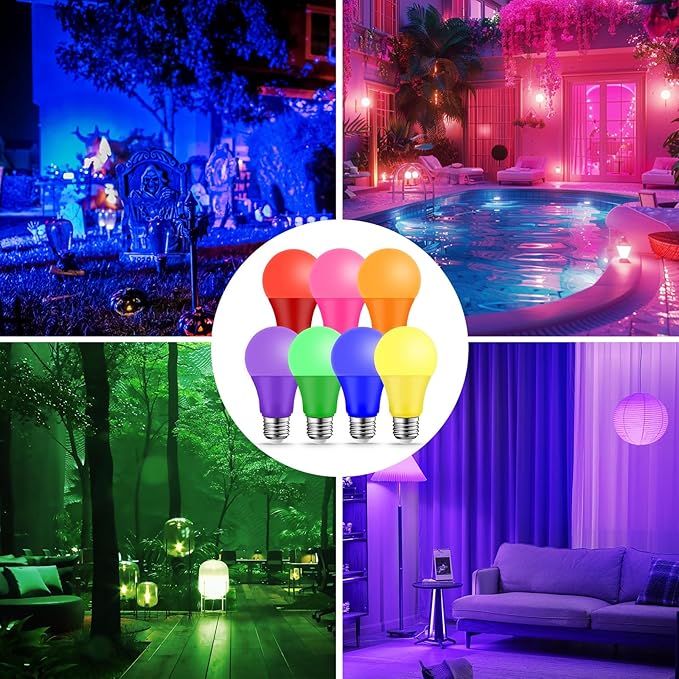 Blue Light Bulbs - [ 4 Pack ] - 9W（60W Equivalent） E26 Base LED Colored Light Bulb for Festivals Party Christmas Bar Events Home Decor