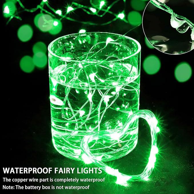 8 Pack Green Fairy Lights 7Ft 20 LED Twinkle String Lights 3 Modes Battery Operated Waterproof Firefly Starry for Mason Jar Party Wedding Christmas Valentines Day Table Centerpieces