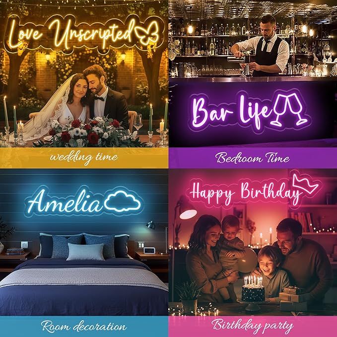 Custom Neon Signs for Wall Decor, Girls Gifts for Room Decor, Christmas Gift for Girls and Boy Kids, Customized LED Neon Lights for Bedroom Wedding Birthday Party Bar Business Shop Decoration