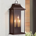 Dusk to Dawn Outdoor Wall Light 3-Light, 25.3" Large Outdoor Light Fixture, Oil Rubbed Bronze Exterior Wall Lantern, Waterproof Outside Wall Sconce for House Porch Patio