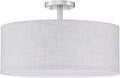 LED 24W Adjustable 3000/4000/5000K 20 Inch Drum Lenin Fabric Brushed Nickel Semi Flush Mount Close to Ceiling Light Fixture for Bedroom,Living Room,Dining Room Hallway
