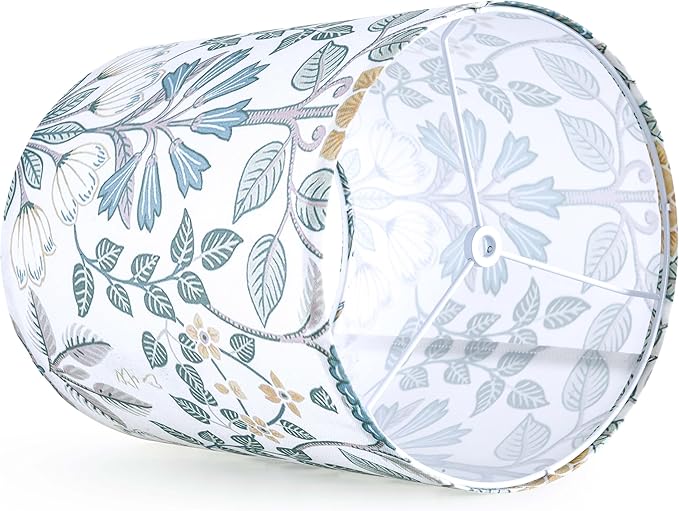GOSO Set of 2 Small Tall Lampshade, 10" Top X 10" Bottom X 10" High, Lamp Shades for Table Lamps Floor Lamp, Polyester Fiber Printing Flowers Drum Lamp Shade, Hand Crafted Lampshades, Easy Assembly