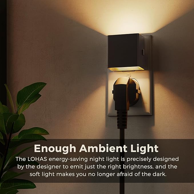 L LOHAS LED Night Lights Plug into Wall,[2-Pack] Plug in Night Light with Dusk to Dawn Sensor,3CCT 1600K/2700K/5000K,Brightness Adjustable,Nightlight for Adults Bathroom Bedroom