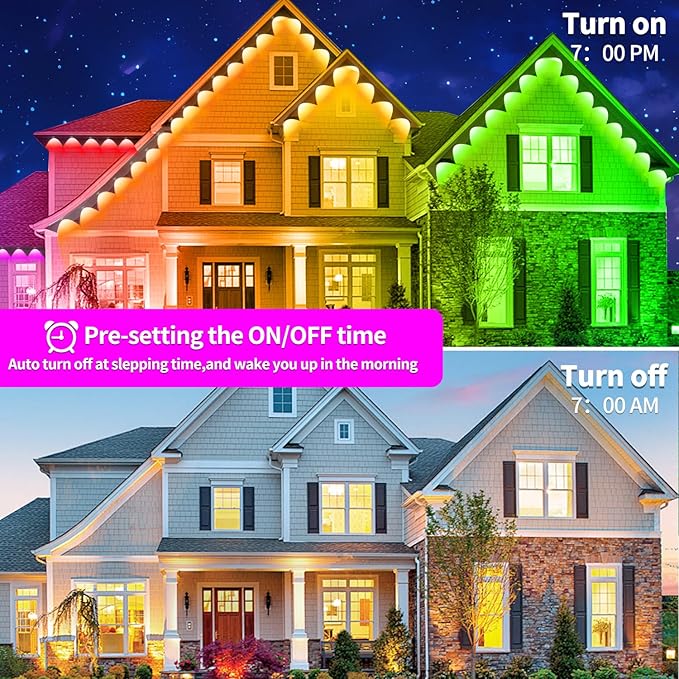 300FT Permanent Outdoor Lights, IP67 Waterproof LED Lights, App/Remote Control Outside Light, Permanent Christmas Lights for House Christmas Party Festival Decoration (2 Rolls, 150 FT)