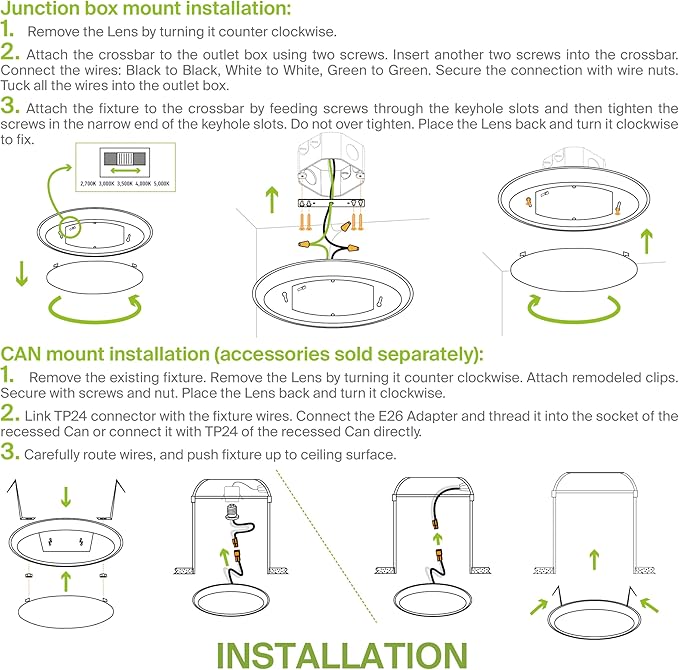 ASD 12 Pack LED Disk Lights 4 Inch, 10W 5CCT 2700K-5000K 685LM CRI90+, Dimmable Flush Mount Ceiling Light Fixture, Low Profile Surface Mount Disc, Junction Box or Recessed Can Install, UL