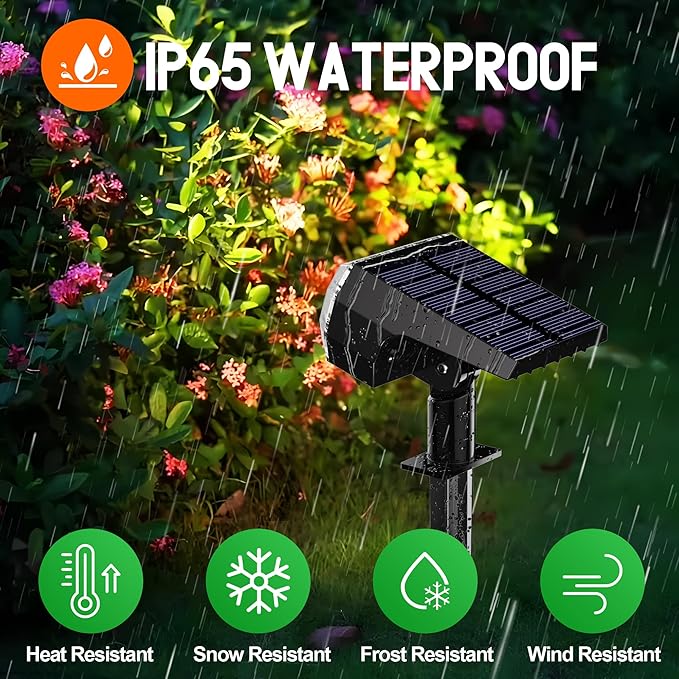 hyrion Solar Spot Lights Outdoor Waterproof, 64LED 3 Lighting Modes Dusk to Dawn Solar Powered Landscape Lights for Yard, Garden, Pathway, Tree - Cool White, 4 Pack
