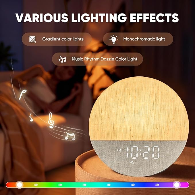 Stillstorm Sunrise Alarm Clock, Sound Machine, Fabric Dimmable Night Light for Heavy Sleepers, White Noise Machine for Baby, Dual Alarm Function 30 Sleep Sounds, Wake Up Light with 17 Effects