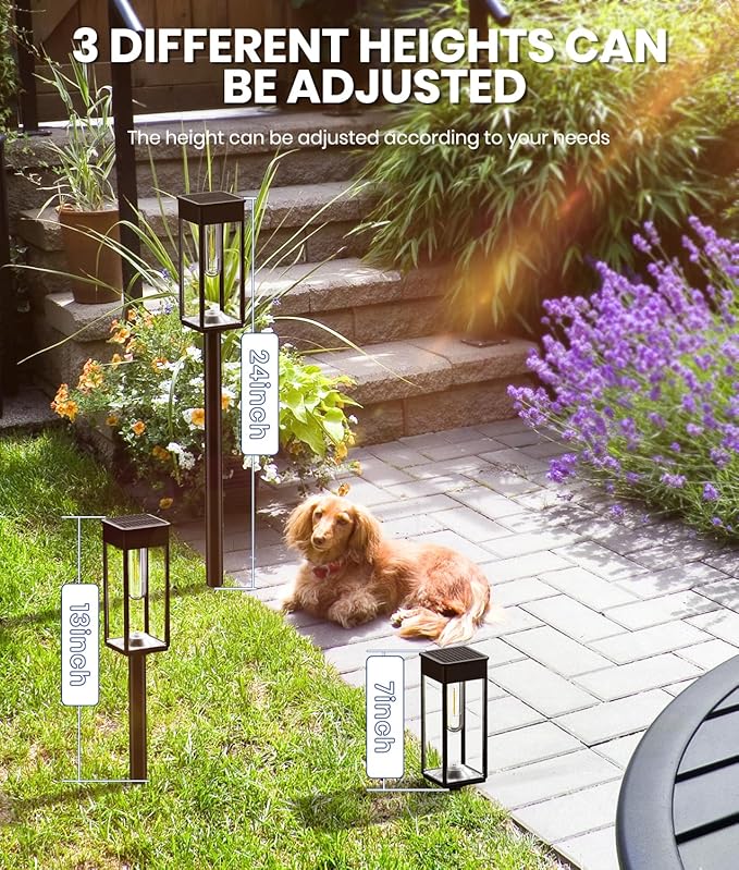 Solar Pathway Lights for Outside,4 Pack Garden Light Outdoor Waterproof IP65, Bright Pathway Lights Powered Classic Square Design for Walkway/Driveway (Cool White)