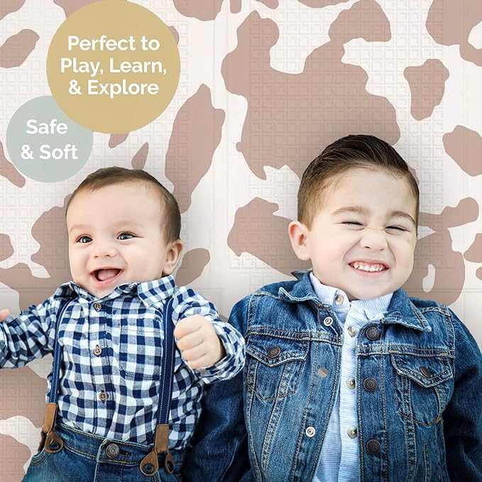 JumpOff Jo Baby Play Mat - Large Folding Foam Play Mat for Infants, Babies, Toddlers, Waterproof, Double-Sided (70" x 59")