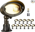 Gardenreet Brass Wall Wash Light - LED Outdoor Low Voltage Flood Lights, Landscape 12V Hardwired IP65 Waterproof, Angle Adjustable Lighting for Tree Wall Fence with 2700K 3W 270LM G4 Bulb 12 Pack