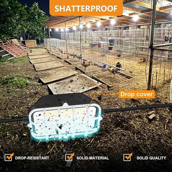 50ft LED Construction String Lights,75W 7500LM Waterproof IP67 Led String Work Lights, Construction Temporary Lights (50ft-5lights)