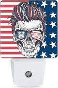 Abstract USA Flag Night Light, Hippe Skull Plug into Wall with Dusk to Dawn Light Sensors, Warm Nightlights for Bedroom, Bathroom, Hallway, Kitchen, Gifts Ideal for Boys Girls Women Men