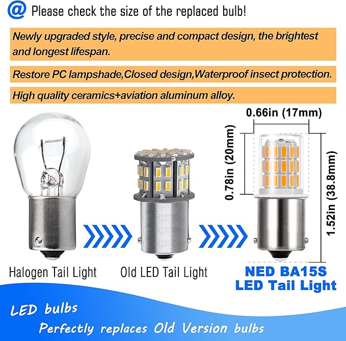 1156 1141 1003 7506 BA15S LED Bulbs Warm White 2700k, LED Replacement for 12 Volt RV Camper Trailer Boat Trunk Interior Lights, DC Bayonet Single Contact Base,AC10-24V DC10-30volt,3Pack