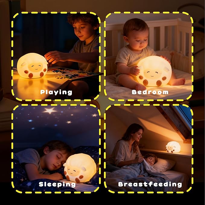 Rechargeable Sheep Night Light, Touch-Controlled Silicone Lamp, Multi-Color & Warm Cute Lamps, Anime Lamp, Sleepy Sheep for Bedroom or Desk