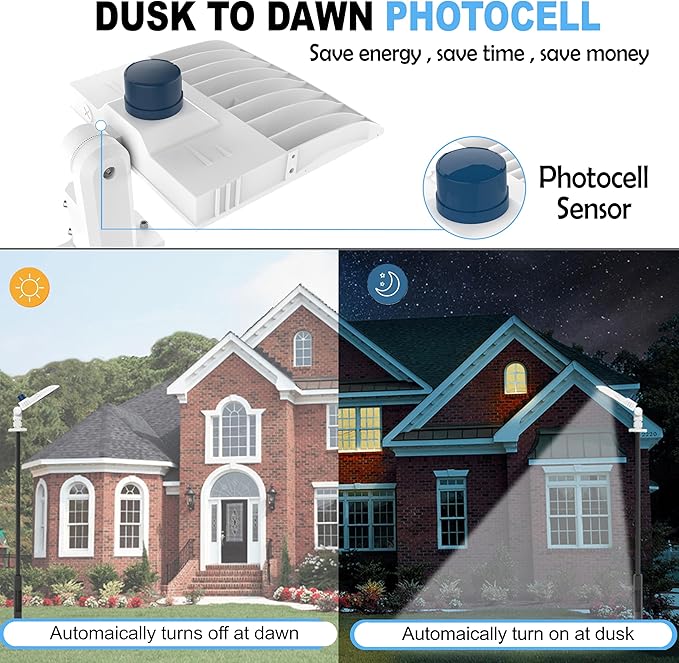 LEDMYPLace LED Parking Lot Lights 150W Shoebox Lights with Dusk to Dawn Photocell 5700K 19950LM IP65 Rated Pole & Wall Mount Outdoor Commercial Flood Street Lighting for Yard Driveway Garden Pathway