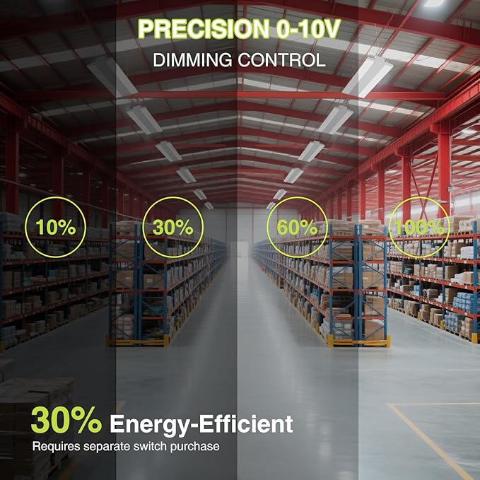 400W LED Linear High Bay Light 4FT, Adjustable 400W/320W/240W/100W With Motion Sensor, 60000LM, 120-277V, 0-10V, 5000K, Commercial Linear High Bay Led Shop Lights for Warehouse Workshops, 2 Pack, UL