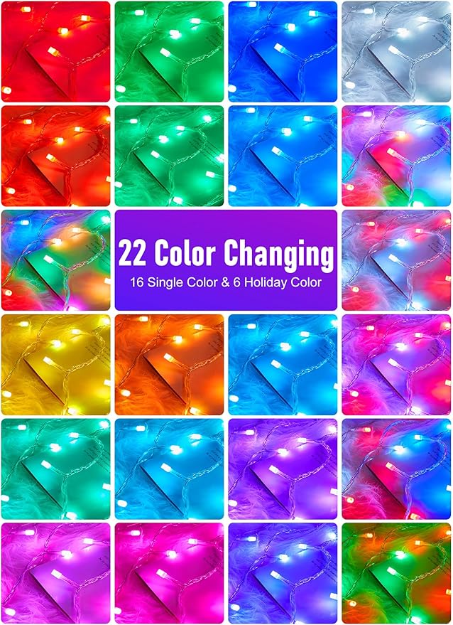 Minetom Christmas Lights Color Changing - 22 Colors 196FT 600 LED Fairy String Lights with Remote,Twinkle Fairy Lights Indoor with 12 Lighting Modes, Pastel Easter Lights for Bedroom Classroom