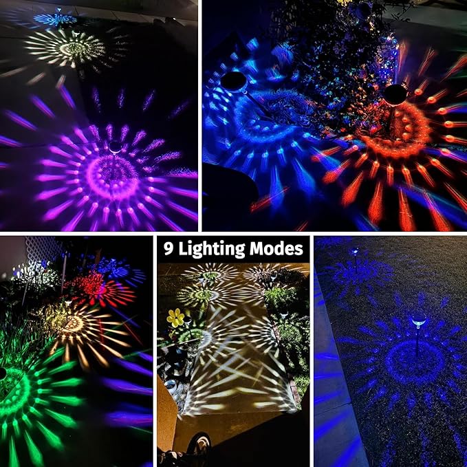 Solar Pathway Lights Outdoor, Color Changing+8 Fixed Color (Warm White, Cool White, Colored) Solar Lights Outdoor, Bright Solar Powered Garden Light (8 Pack)